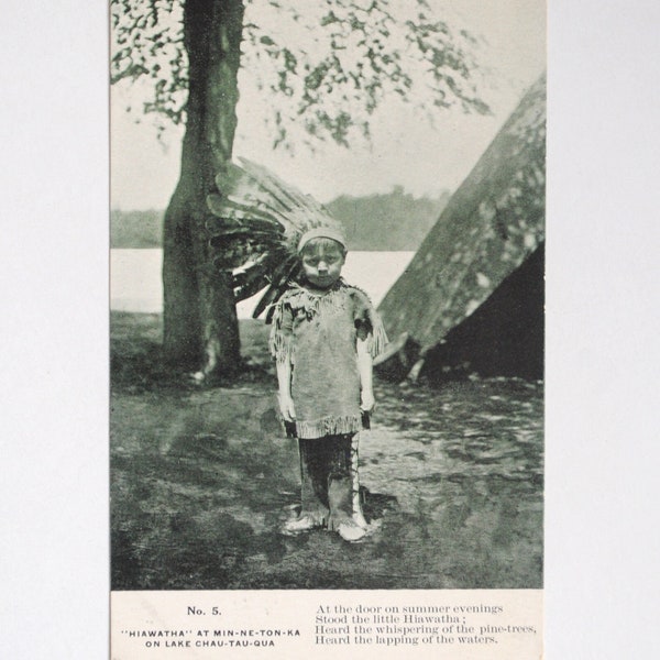 Rare /légende indienne de Hiawatha /  Hiawatha enfant /carte postale ancienne usa-refa9