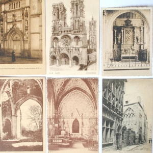 Abbazie, chiese, architettura gotica / 6 cartoline d'epoca / Monumenti francesi / Patrimonio francese / 1920-30 / ref20