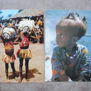 African Children Portraits - Colorful Ethnic Wall Art from Africa - 3 Vintage Africa Postcards