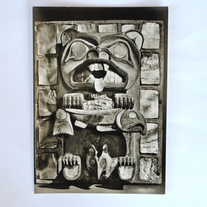 Rare-art autochtone amérindien-Canada-ornement totémique de coiffure-carte musée art primitif de New York-sculpture sur bois-ref110