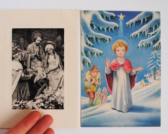 Kerstmis 2 Vintage Christelijke Geboorte Kunst Postkaarten - Kerst- en Nieuwjaarsgroetkaarten - Ongeschreven Antieke Kaarten