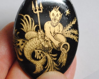 Rare Astrological signs of your choice/vintage German glass cabochons 1960-40x30mm- still in stock only: Aries - Aquarius