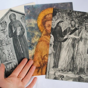 Saint François d'assise /3 héliogravures vintage de peintures de Saint François d'Assise / pages de  livres anciens / peinture religieuse
