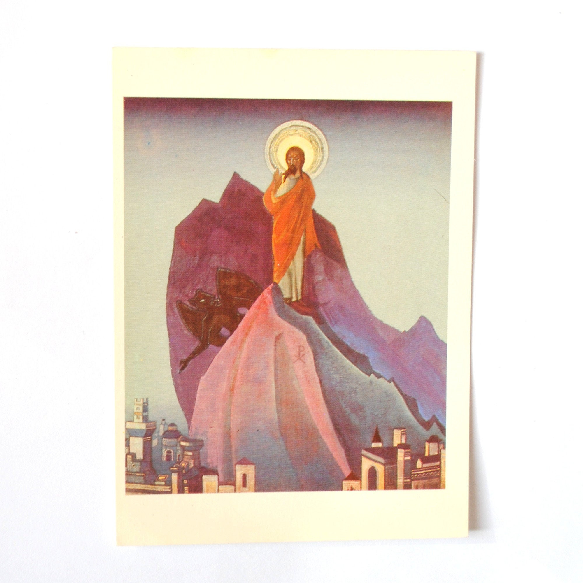 Tentation Du Christ - Nicholas Roerich-Reproduction Art Russe -Symbolisme-Carte Postale Vintage-Art