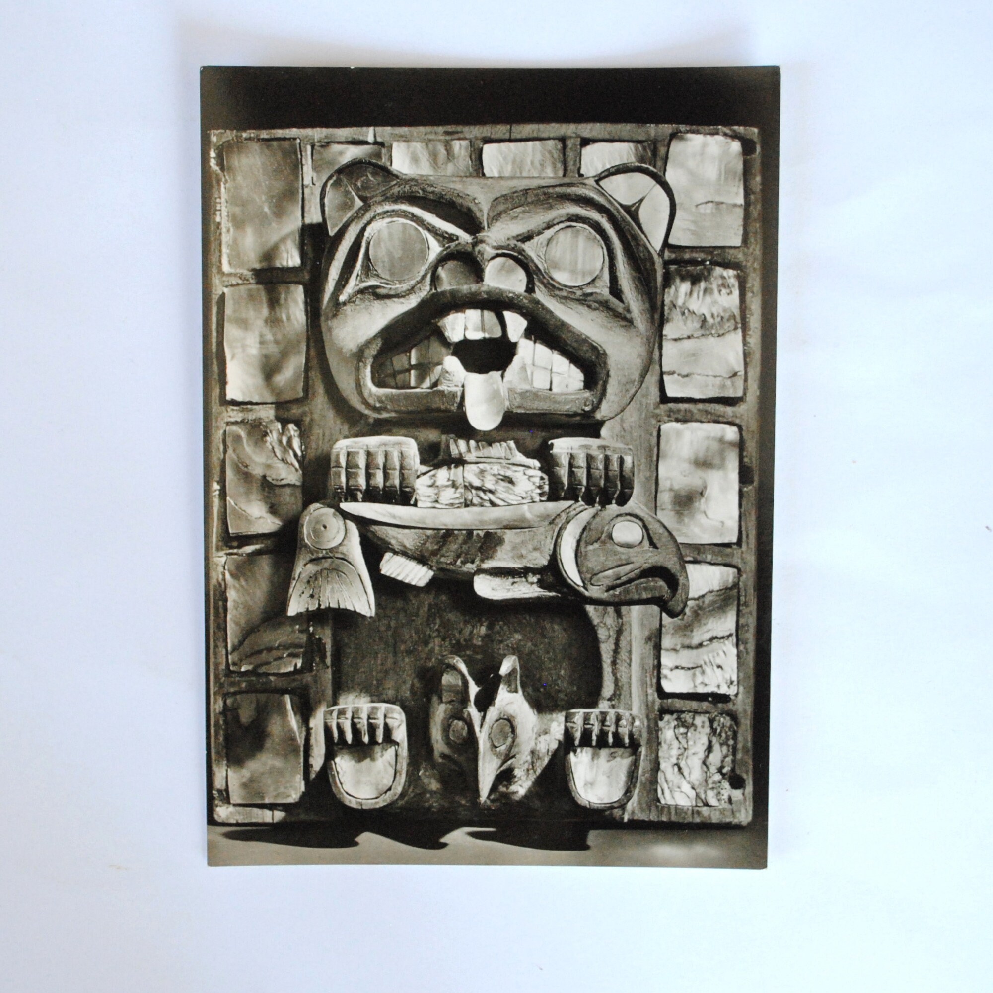 Rare-Art Autochtone Amérindien-Canada-Ornement Totémique de Coiffure-Carte Musée Art Primitif New Yo