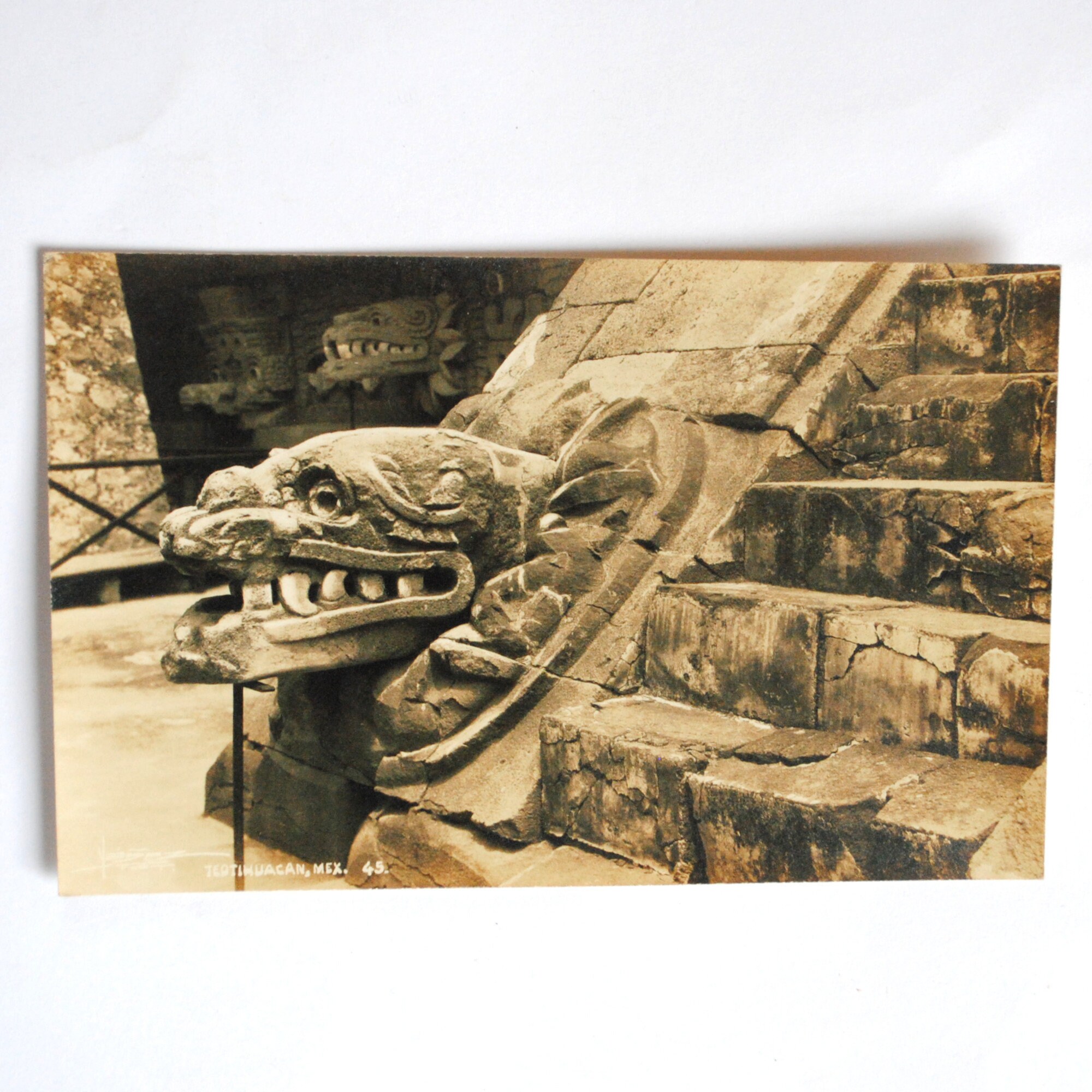 Vintage Photo Teotihuacan -Pyramide Du Serpent à Plumes -Quetzalcóatl -Mexico-Amérique Précolombienn