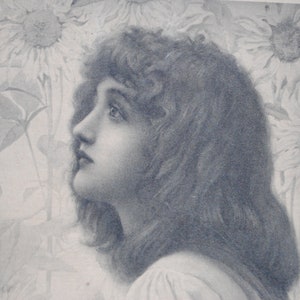 1900s Henri Ryland carte postale ancienne /beau portrait original de femme / antique photogravure peinture anglaise de 1900s-refa110