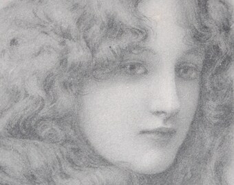 1900年代のアンリ・ライランドのアンティークポストカード/女性