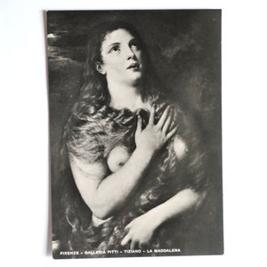 La Maddalena de Tiziano Vecellio-Tiziano Vecelli -Titian- Firenze-Gallerie Pitti- cartão postal vintage -Renascença italiana-ref110