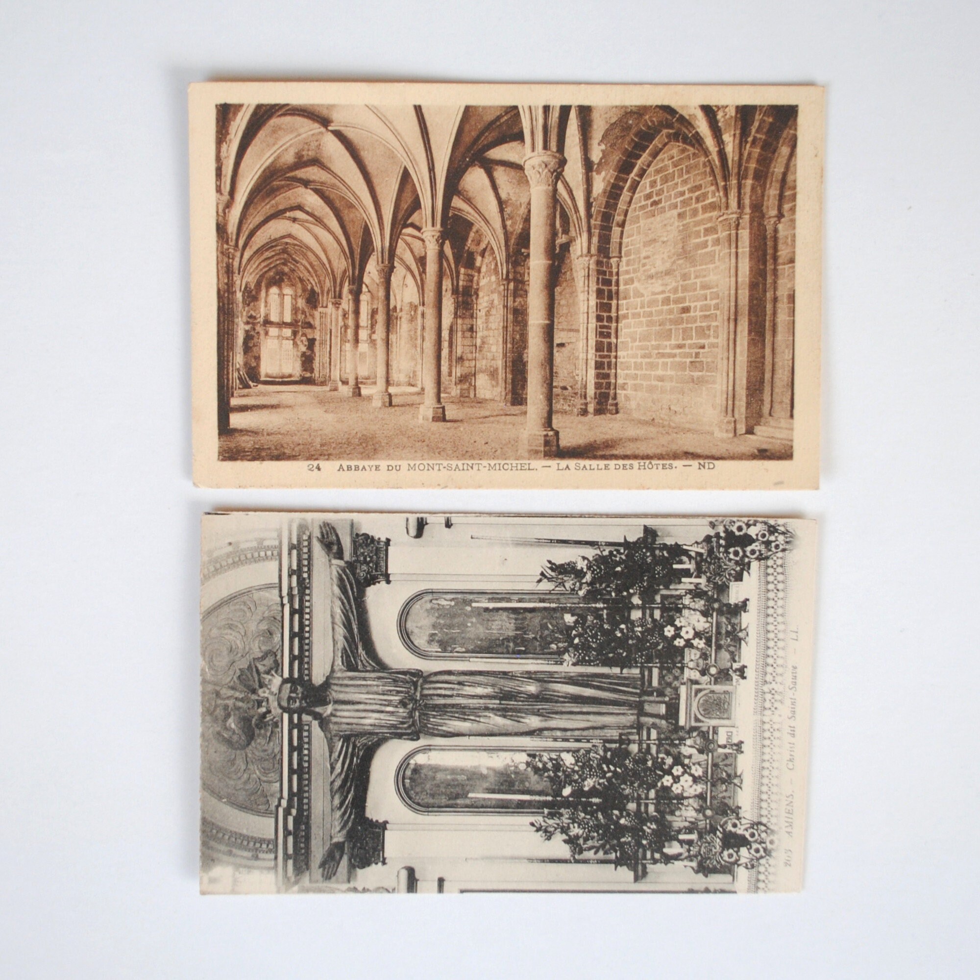 Mont Saint Michel et Crucifix de Saint-Sauve/2 Cartes Anciennes Françaises Abbaye Du Mont Saint - Ar