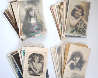 Vintage postcards set/lots old postcards - romantic Victorian and retro wall art - postcards photography