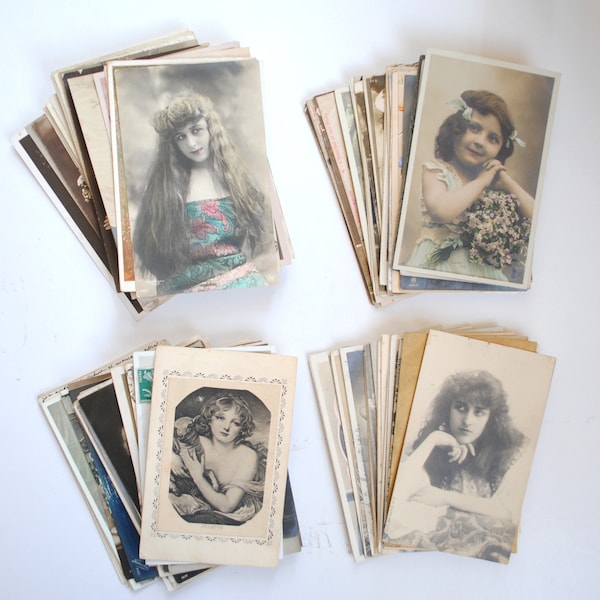 Vintage postcards set/lots cartes postales anciennes - art mural romantique victorien et rétro- postcards photography