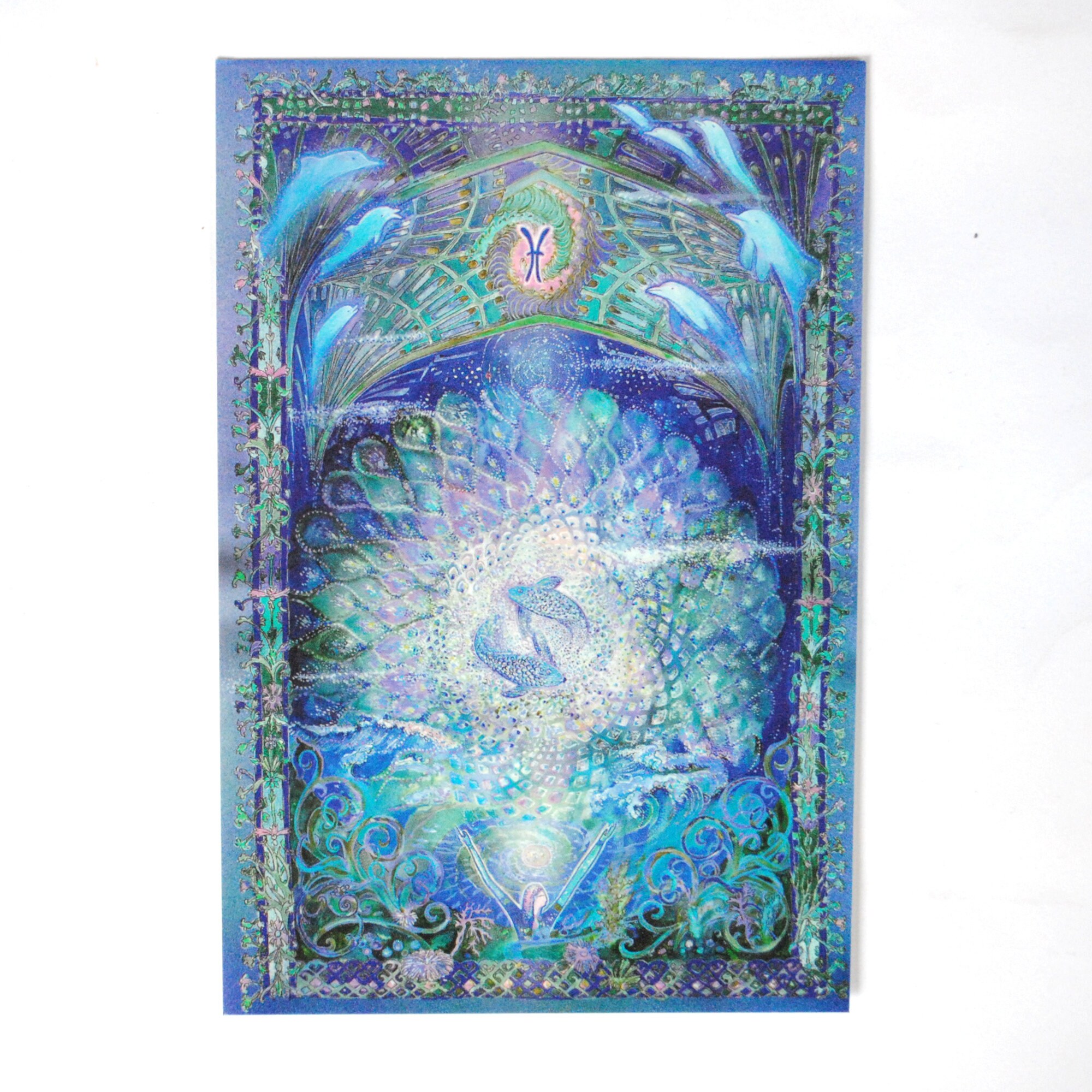 Poissons-Carte de Signe Astrologique-Carte Postale d'art-Zodiaque Céleste-Signe Astrologique-Connexi
