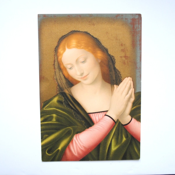 Madonna / Maagd Maria / schilder Johann B. Godron / reproductie religieuze kunst / vergulden / vintage ansichtkaart