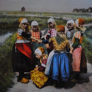 Hollande - 2 cartes postales anciennes - scènes bucoliques avec enfants - costume traditionnel hollandais-folk picture- b8