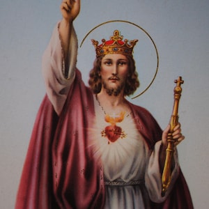 Icône de Jésus Christ au sacré coeur - image de dévotion au choix - cartes postales anciennes catholiques