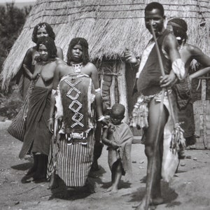 Tribo nativa africana - Cartão postal vintage raro África do Sul - retrato étnico - Arte africana