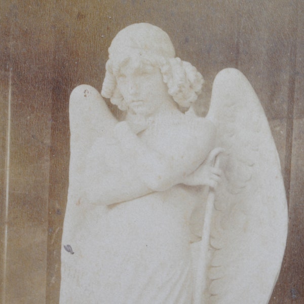 Statue d'ange - Cimetière italien du Campo-santo -  photos originales 1880 - photos victoriennes - choisissez votre image