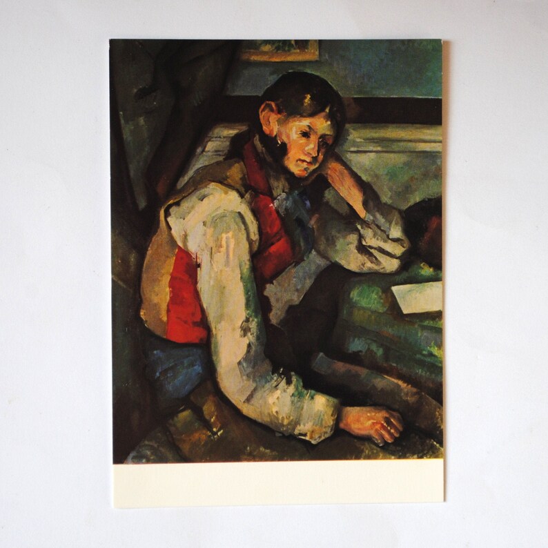 Paul Cézanne the Boy in the Red Vest Vintage Postcard Art Etsy