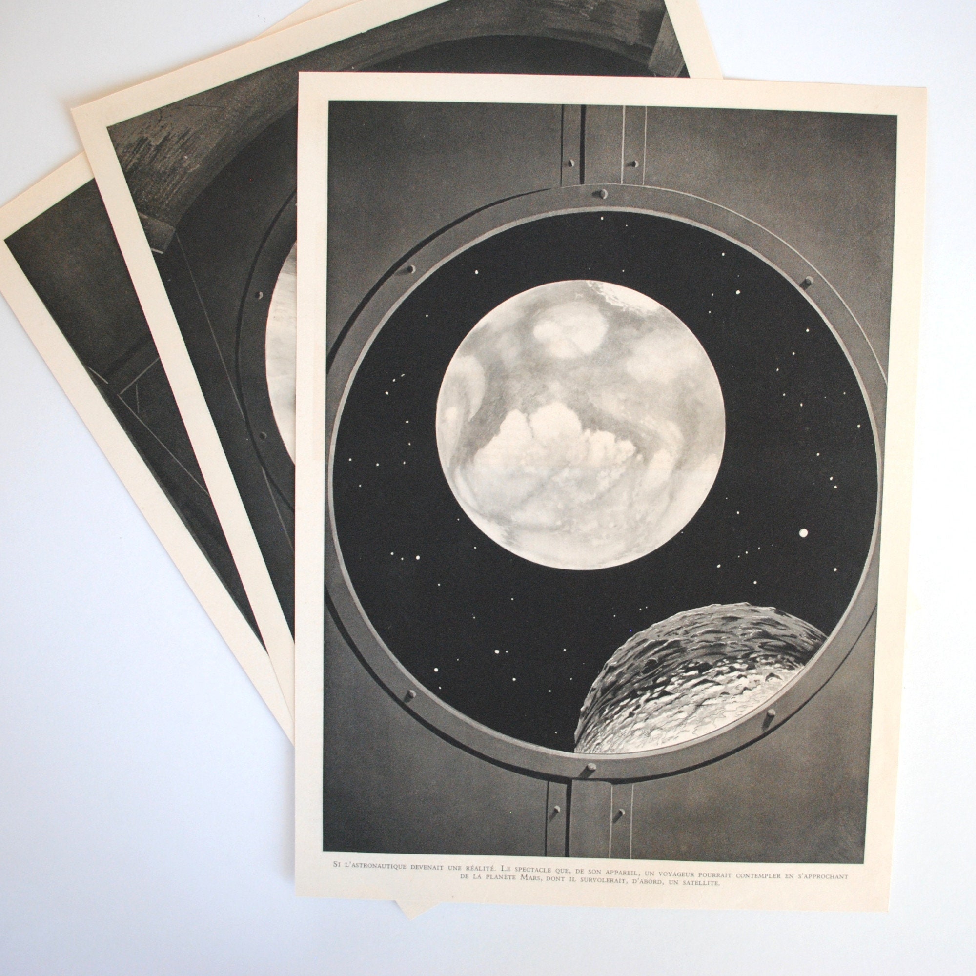 Vintage Conquête Spatiale 1970-3 Impressions d'astronomie /Système Solaire/ Déco Murale Astronomie/A