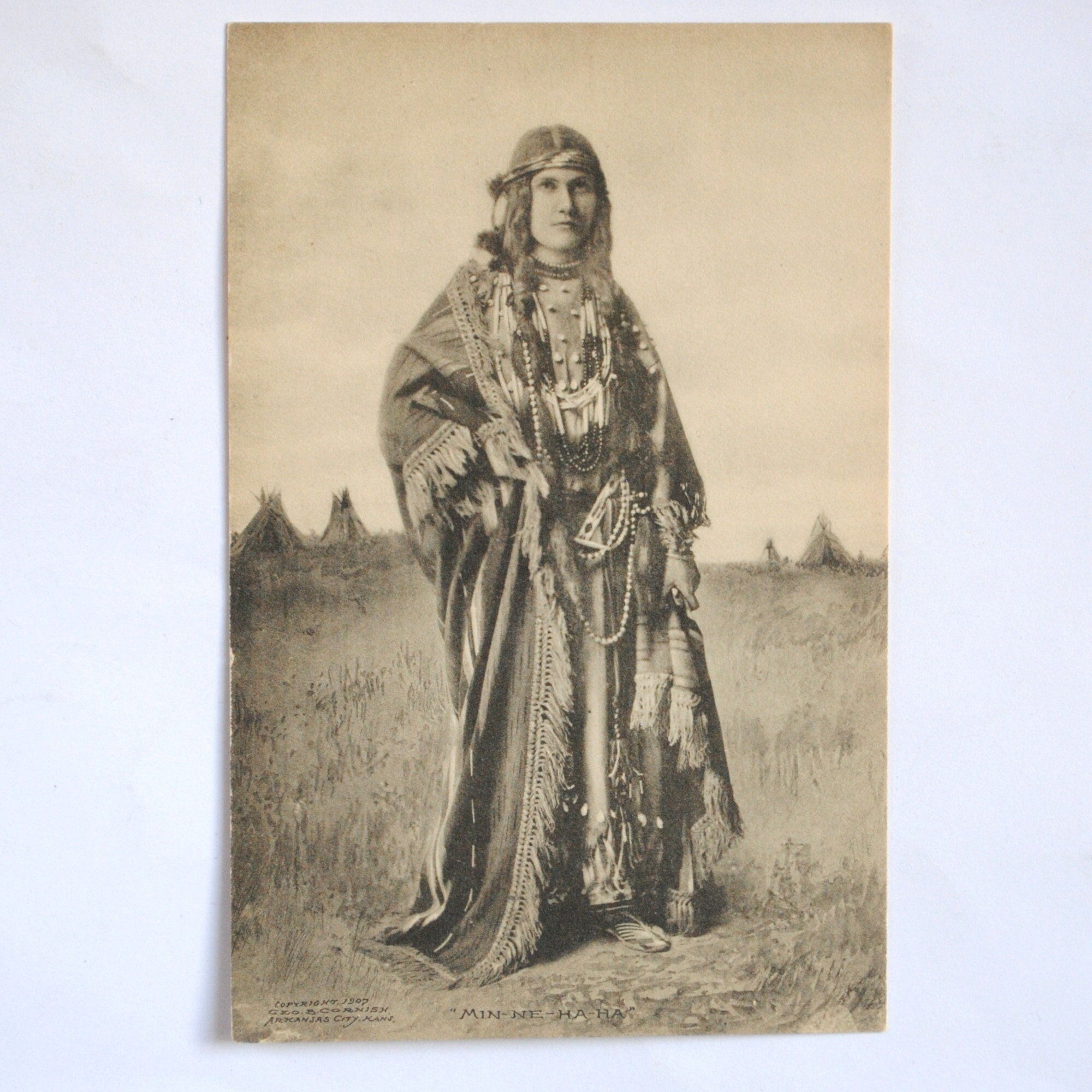 Rare /Légende Indienne de Hiawatha/Illustration Son Épouse Dakota Minnehaha L'eau Qui Rit/Carte Post