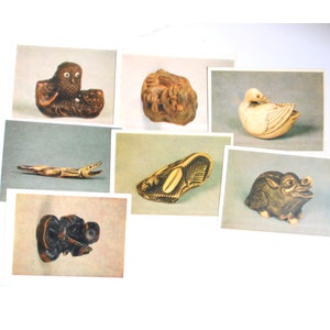 Netsuke / 13 cartes postales vintage de netsuke /art du Japon / décoration murale japonaise