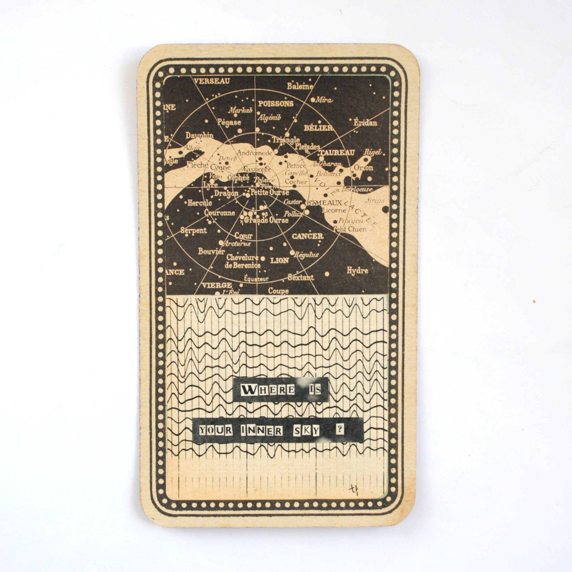 Collage d'art Original/Art Surréaliste Vintage Déco Mural Céleste et Spirituelle Rétro Wall Art