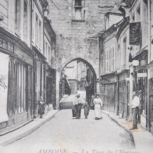 Antike französische 4 Postkarten- Zentrum von Frankreich- Loire-Tal-Weinberge- Amboise und Vouvray -Charme alter Steine-refa2