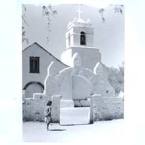 Vintage Chile 1980 / San Pedro de Atacama Church / black and white photograph /