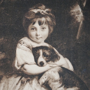 Carte postale ancienne-enfant et chien-reproduction de peinture anglaise-Portrait miss bowles de sir joshua reynolds-ref160