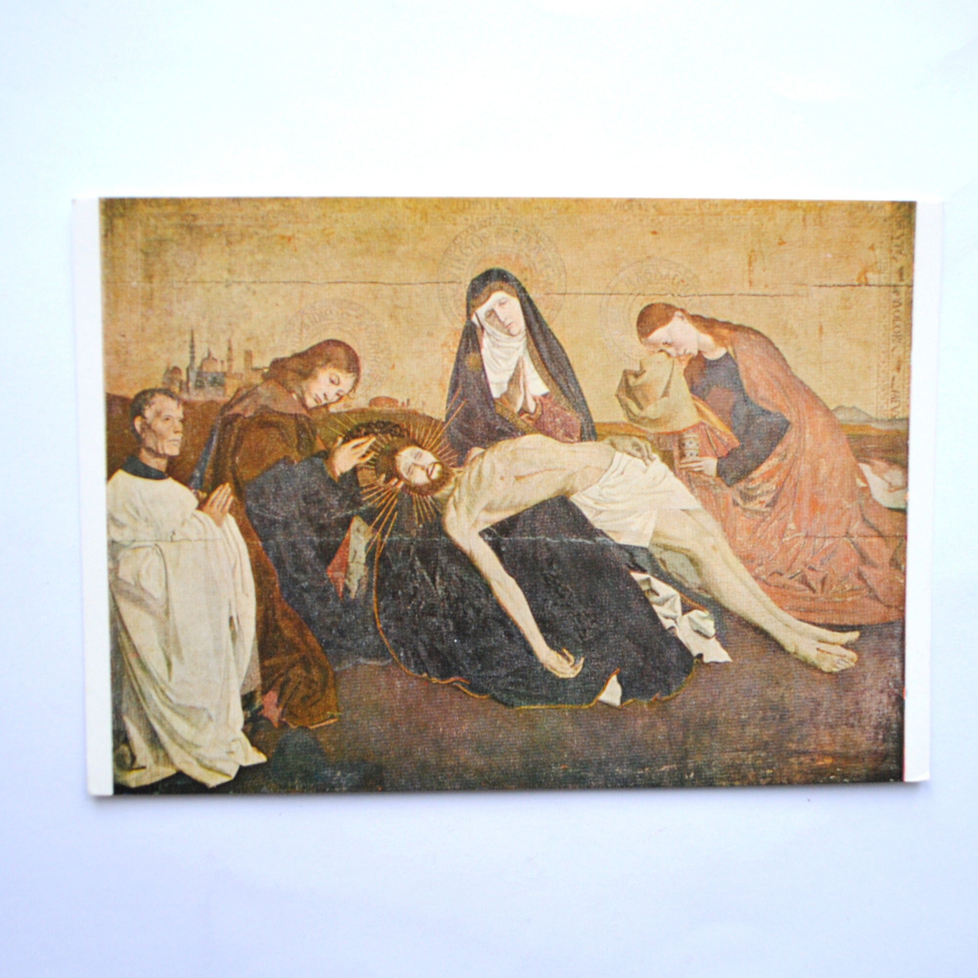 Pieta-Ecole Française-Jésus Christ Au Calvaire-Reproduction de Peinture - Carte Postale Vintage-Art