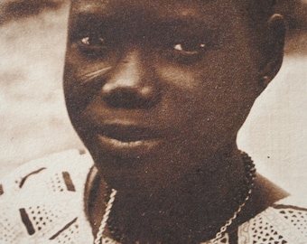 Rare Rwanda and West Africa / 2 old postcards - portrait of African children - ethnographic photographs B15