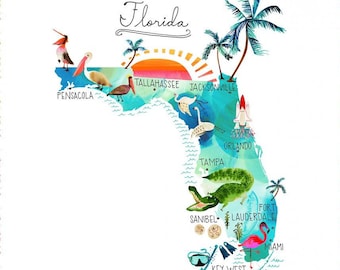 Panneau en tissu Carte de l'État de Floride : Sarah Franklin Windham Fabrics