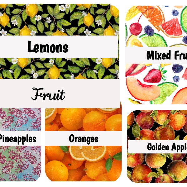 Fruit, Apples, Lemons, Lime, Oranges, Citrus, Pineapple, Blueberry, Peaches, Limes, Strawberries, Grapefruit, 100% Quilting Cotton Fabric