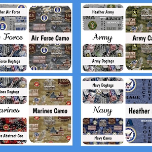 United States Military, Navy, Marines, Coast Guard, Air Force, Army, Camo, Dog Tags, Logos, Service, 100% Quilting Cotton Fabric By the Yard