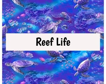 Sea Turtles, Ocean, Beach, Coral, Reef, 100% Quilting Cotton Fabric By the Yard