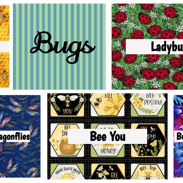 Bugs, Ladybugs, Butterfly, Dragonfly, Bee, Summer, Spring, Nature, Wildlife, 100% Quilting Cotton Fabric