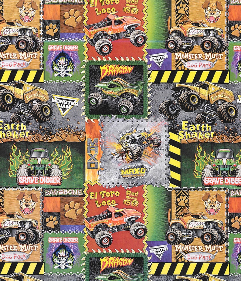 Monster Jam Monster Truck Patch Sykel Fabrics 100 Cotton Etsy