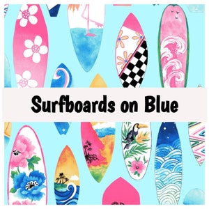 Surfing, Surfboards, Beach, Ocean, Sea, Surfside, Floral, Flamingo, Birds, Vans, Waves, 100% Quilting Cotton Fabric By the Yard