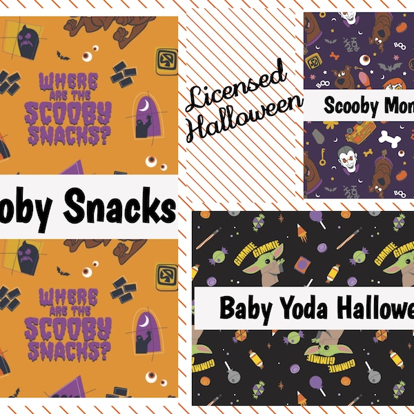 Licensed Halloween, Officially Licensed, Scooby Doo, Hanna Barbera, Shaggy, Baby Yoda, Mandalorian, Star Wars, 100% Quilting Cotton Fabric