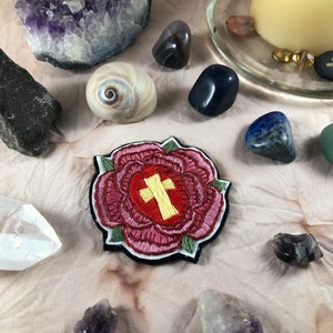 Rosicrucian Rosy Cross Embroidered Talisman - Patch - Altar Tile