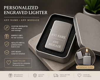 Personalised Engraved Lighter | Custom Name & Message | Fathers Day Gift | Birthday Gift for Him | Groomsmen Gift | Keepsake Lighter