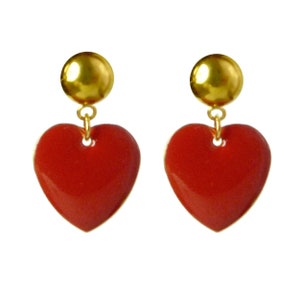 Rote Herzohrringe - Mini-Herzohrstecker