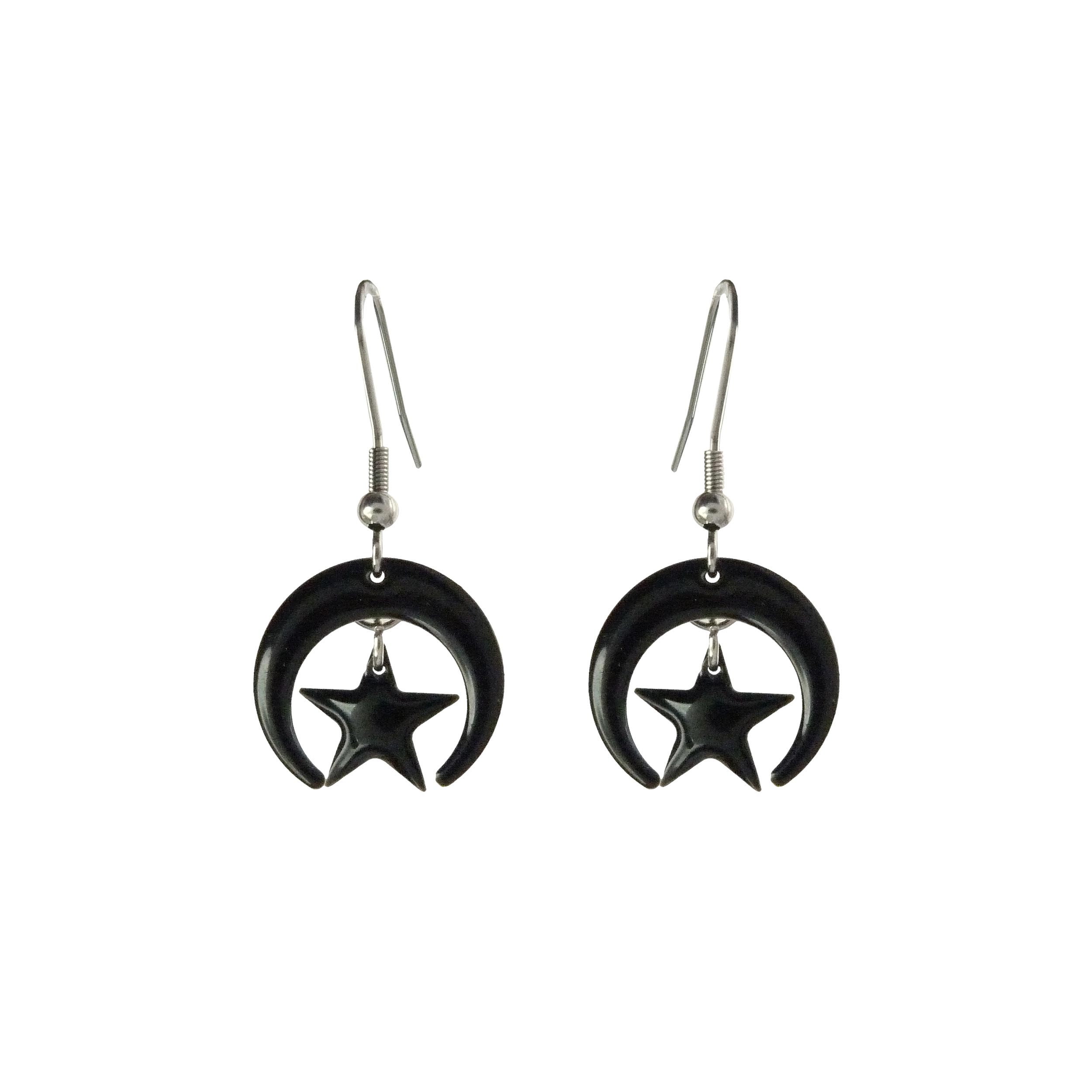 Crescent moon and star earrings best sale
