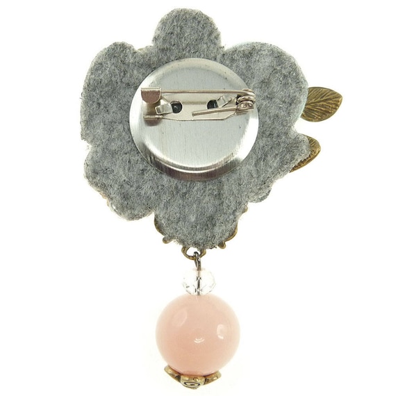 Brooch Shabby Chic Flower Fimo Beads Rhinestone Crystal Rose Etsy