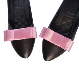 Pink bow jewelry shoe clips - bridal wedding - 1 pair