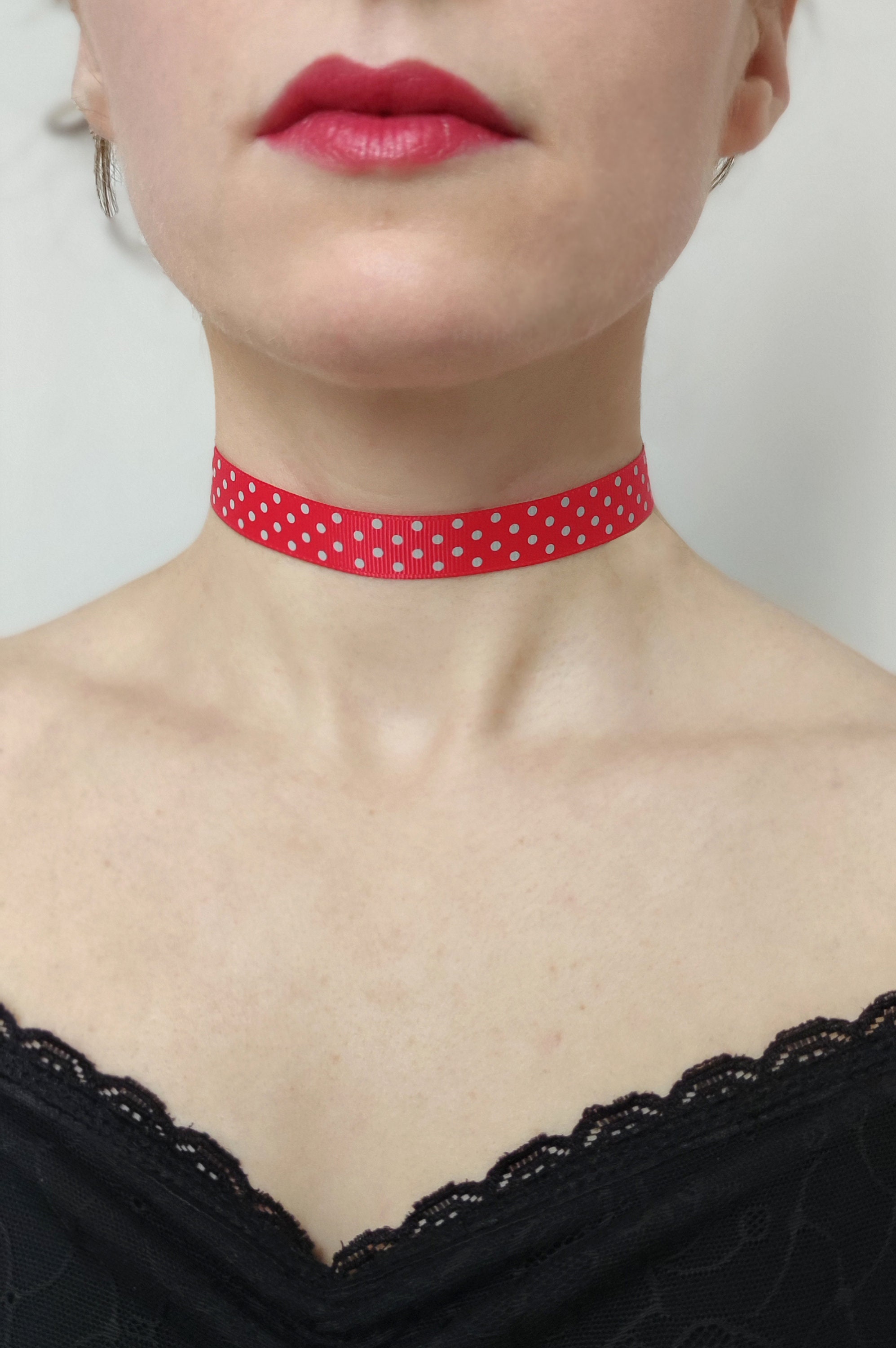 Red Choker/Thick Red Chokers/ Spring Necklace/Glittery Choker/ SpringChoker/Glitter Choker/Large Red Choker/RedAdjustable