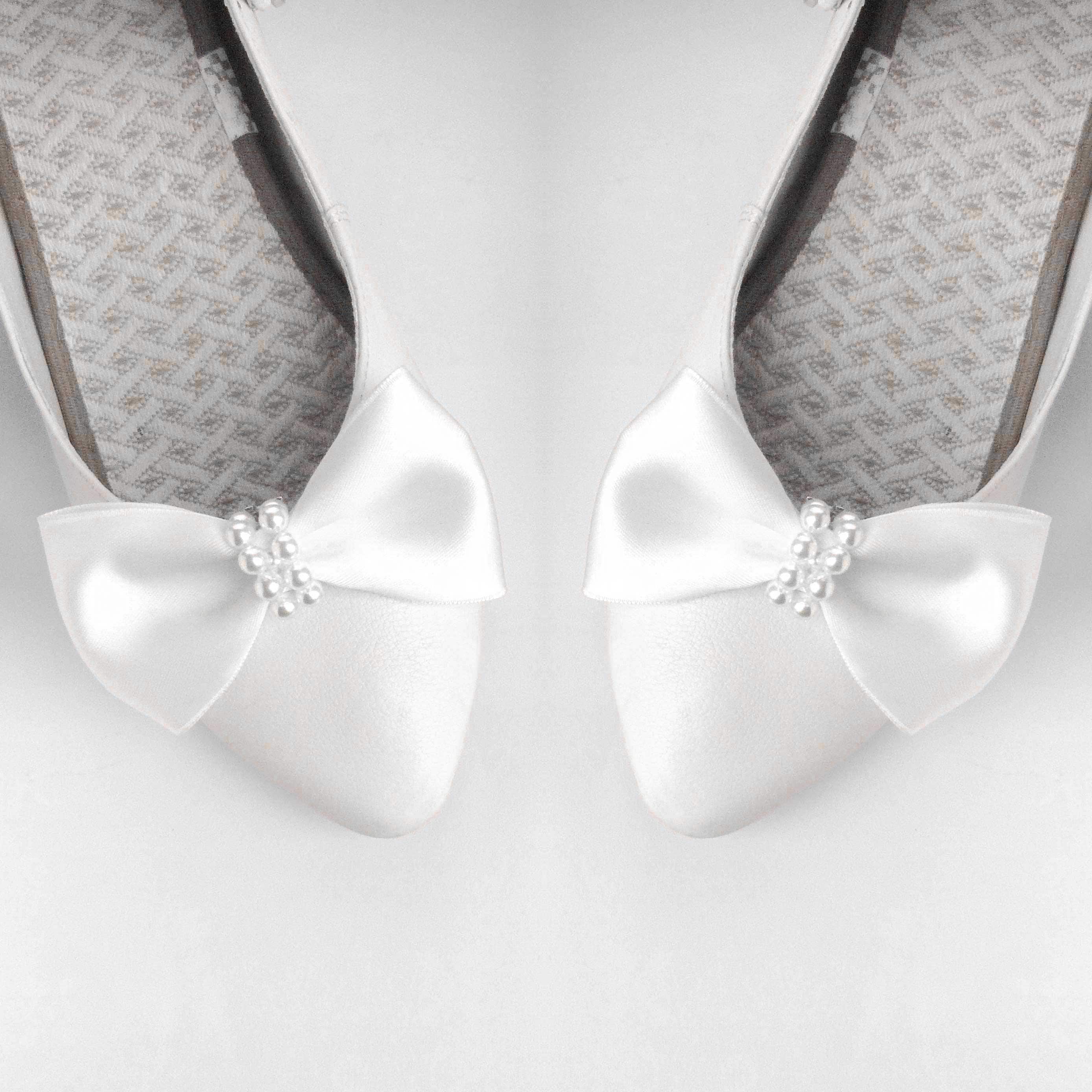 Clips de zapatos de satén blancos cuentas nacaradas blancas Etsy
