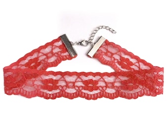 choker necklace lace choker red