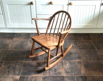 Attractive and Characterful Ercol Vintage Windsor Utility Rocking Chair, from the early 1950s